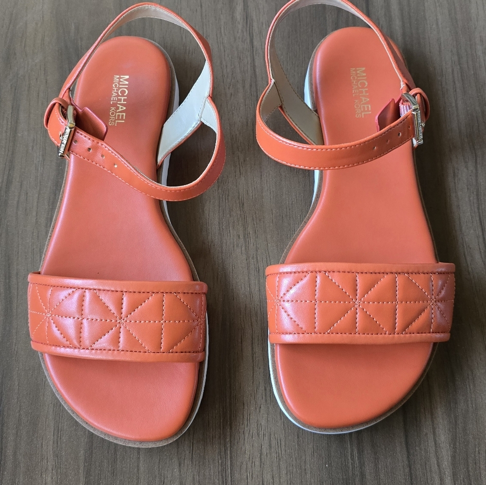 Michael Kors Vibrant Orange Quilted Sandals